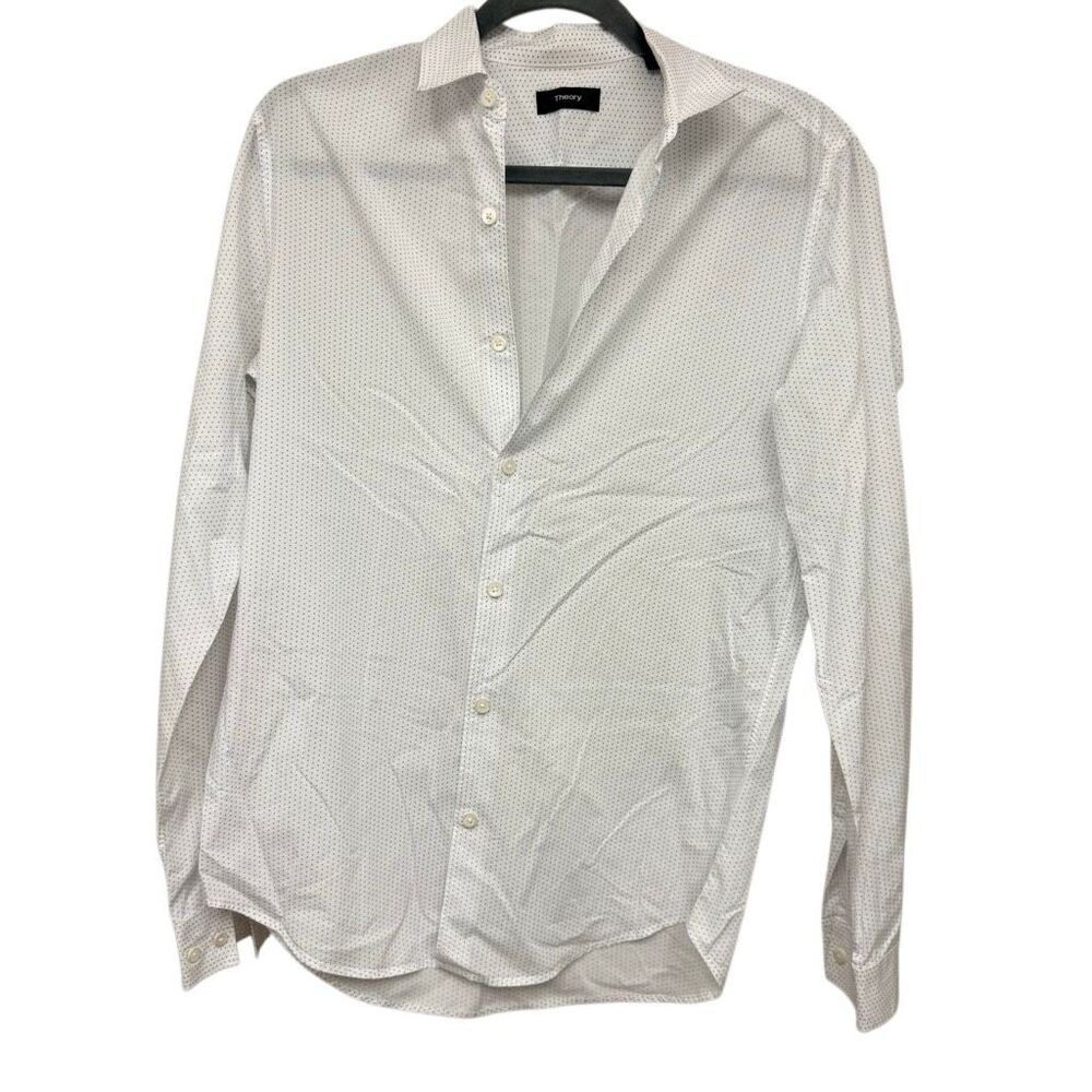 Theory white long sleeve button down dress shirt size small